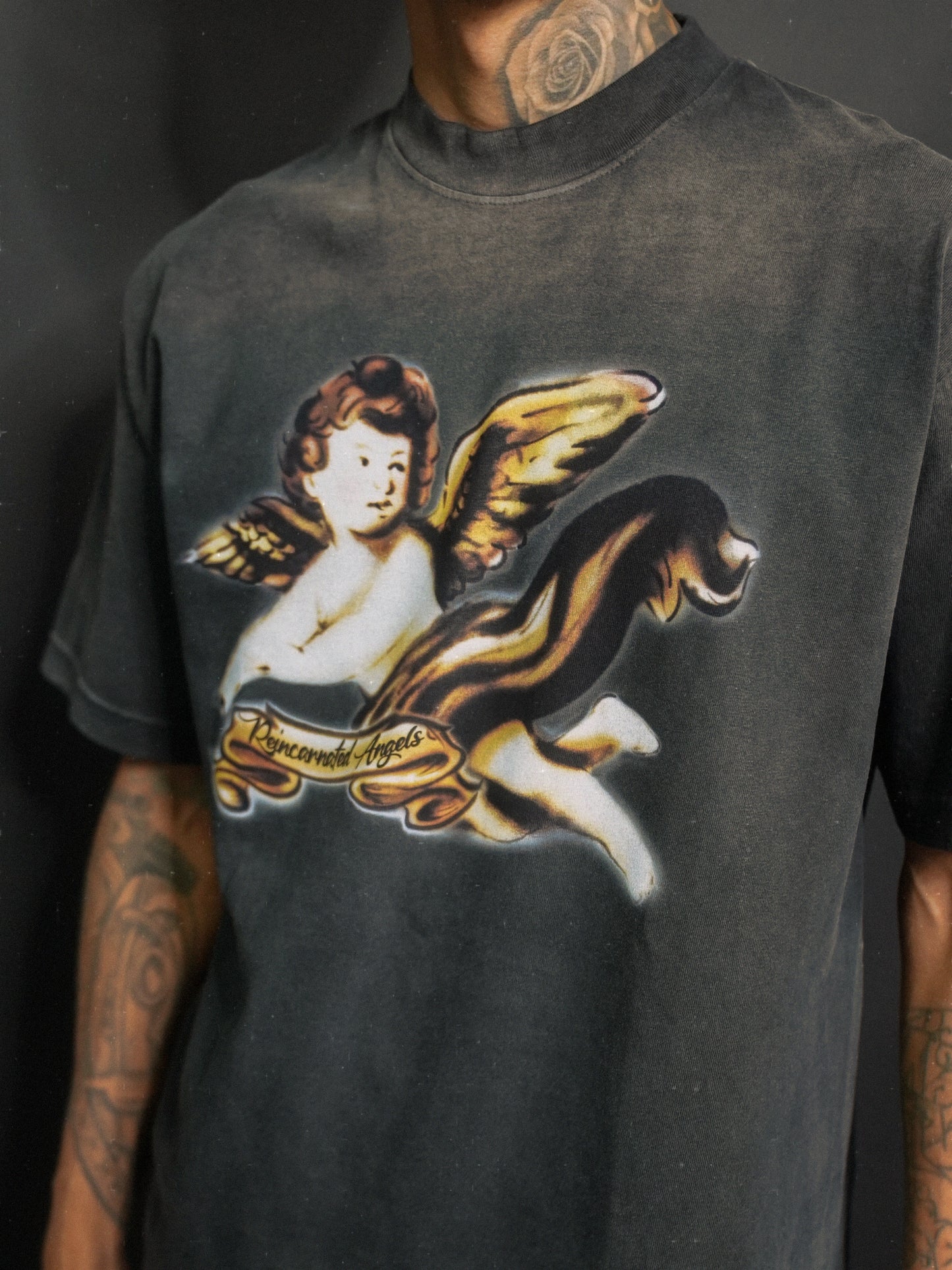 Cherub Noir T-shirt|Reincarnated Angels Air Brush Collection l
