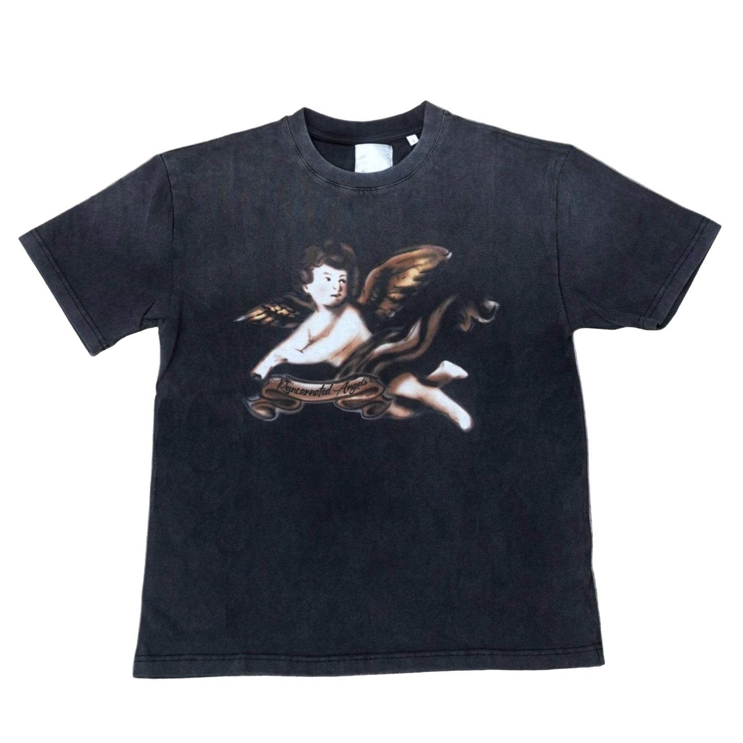 Cherub Noir Washed Black/Brown T-shirt|Reincarnated Angels Air Brush Collection l